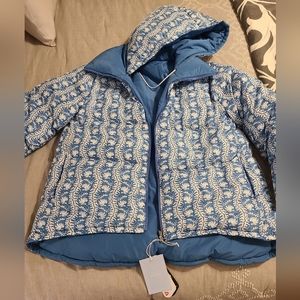 Reversible Edie Puffer Jacket, blue floral